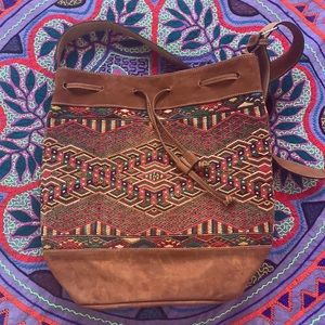 Large suede tribal shoulder bag NWOT